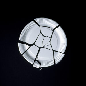 Paptallerken skåret i stykker / Disposable plate cut into piece